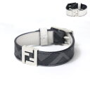 【3月31迄！タイムセール価格！】FENDI フェンディ FF LOGO BRACELET ブレスレット バングル アクセサリー FFロゴ リバーシブル レザー メタル エレガント メンズ 7AJ682A FCB