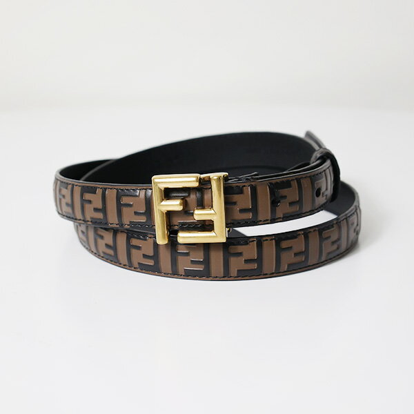 【5/18限定！当選確率1/2 最大100％バック】FENDI フェンディ FF Logo Belt ベルト FF柄 FFバックル レザー 本革 総柄 ウエストマーク レディース 8C0648 AQ1J F1N1Y