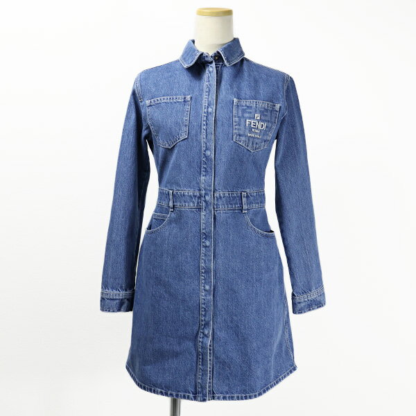 楽天LaG OnlineStore　楽天市場店FENDI フェンディ FENDI KIDSLOGO DENIM ONEPIECE ワンピースドレス デニム ワンピース 長袖 ロゴ カジュアル キッズ 女の子 大人もOK レディース JFB641 AMHX