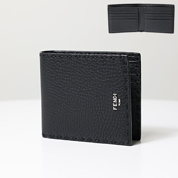 フェンディ 【5/18限定！当選確率1/2 最大100％バック】FENDI フェンディ FENDI ROMA Bi-Fold Wallet 二つ折り財布 折りたたみ財布 コンパクト 小銭入れなし ハンドステッチ レザー メンズ 7M0193 AP3B