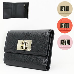 【12月5日限定！当選確率 1/2 100％ポイントバッグ゛！ 要エントリー】FURLA フルラ 1927 M TRI-FOLD WALLET PCW4 ARE 1048678 1056481 1056483 1056485 三つ折り財布 コンパクト ロゴ 本革 エレガント キレカジ レディース