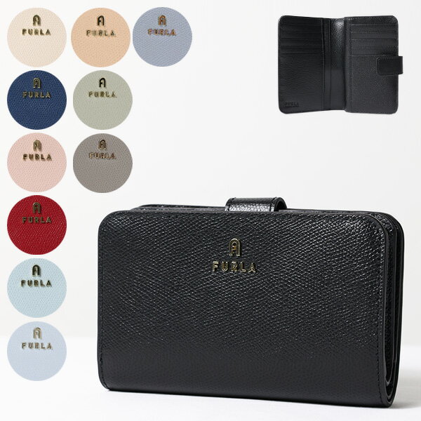 【5/18限定！当選確率1/2 最大100％バック】FURLA フルラ CAMELIA M COMPACT WALLET 二つ折り財布 折りたたみ財布 コンパクト Mサイズ カメリア メタルロゴ レザー レディース WP00314 ARE000