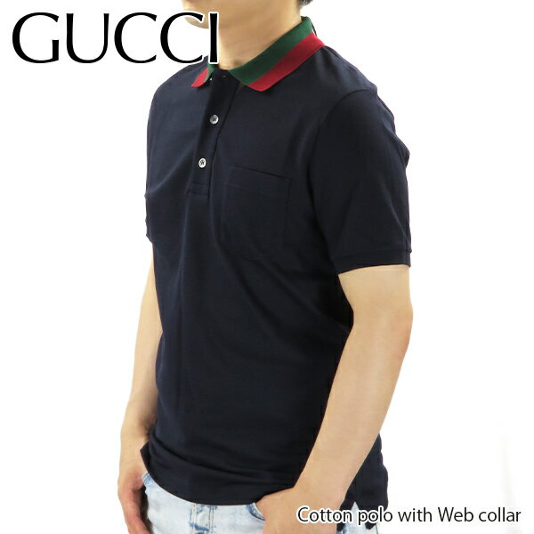 GUCCI グッチ Cotton polo with Web collar コットン ウェブカラー ポロシャツ 半袖 メンズ［408321 X7331］