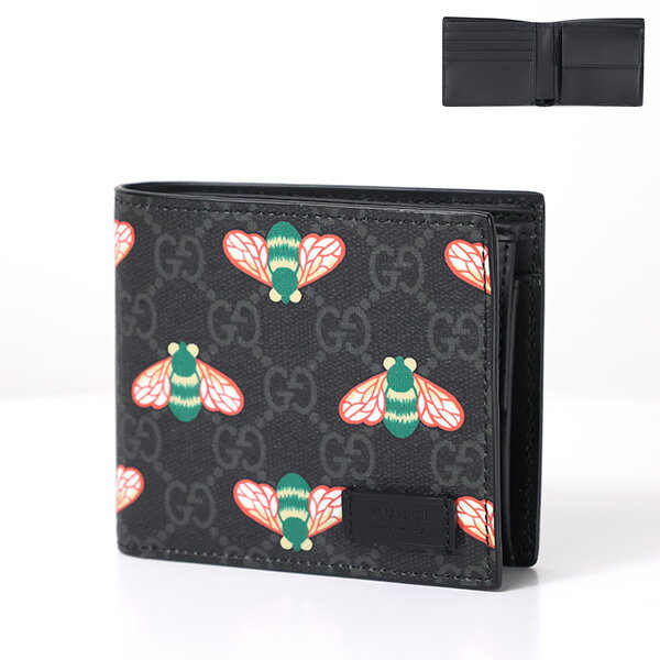 グッチ 二つ折り財布（メンズ） 【5/31迄！SNSフォロワーさん限定 5％OFFクーポン発行中】GUCCI グッチ Bee Print BI-Fold Wallet ベスティアリー 二つ折り財布 コンパクト財布 ミニ財布 レザー メンズ 451266 UIEAN 1058