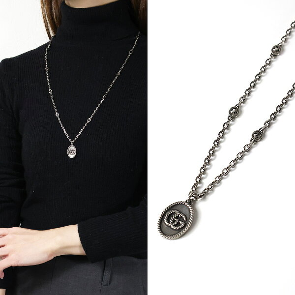 GUCCI グッチ ネックレス Silver Oxidised Marmont GG Necklace GGマーモント YBB63254000100U メンズ レディース ダブルG インターロッキングG ペンダント シルバー925 silver925 アクセサリー LaG Onlinestore