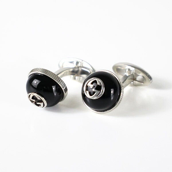 GUCCI グッチ カフスボタン Interlocking G Onyx Cufflinks YBE64558900200U メンズ インターロッキングG オニキス カフリンクス 天然石 シルバー925 silver925 アクセサリー LaG Onlinestore