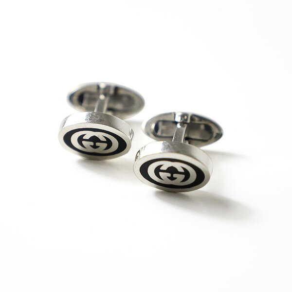 GUCCI グッチ カフスボタン Interlocking G Silver&Black Cufflinks YBE68128300100U メンズ インターロッキングG カフリンクス シルバー925 silver925 アクセサリー LaG Onlinestore
