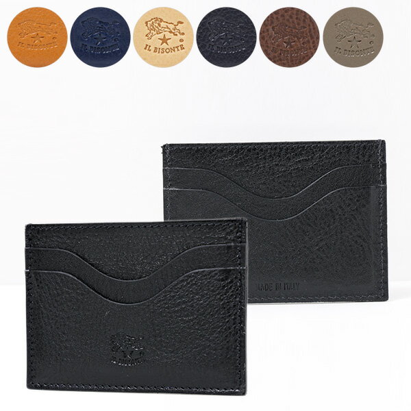 IL BISONTE イルビゾンテ CARD CASE C 1167SCC050 PVX005 BL137X CA101X NA106X BL101X BK110X GY103X BW129X カードケース 名刺入れ 本革 レザー シンプル キレカジ オフィス メンズ