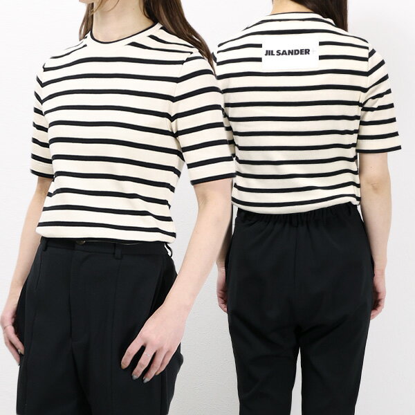 【先着50名！ロゴ入り衣類袋プレゼント】JIL SANDER ジルサンダー CREW NECK T-SHIRT Tシャツ カットソー クルーネック ロゴラベル コットン 半袖 ボーダー レディース J40GC0111 J46497のサムネイル