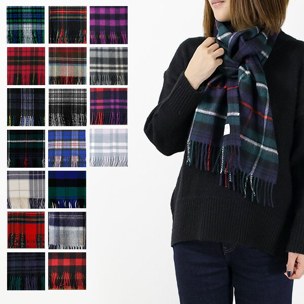 カシミヤ マフラー（レディース） 【5/31迄！SNSフォロワーさん限定 5％OFFクーポン発行中】Johnstons ジョンストンズ Cashmere Tartans 100%カシミア タータンチェック ストール マフラー[WA16][180×25cm]