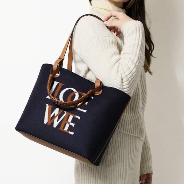 LOEWE ロエベ LOVE ANAGRAM TOTE BAG SMALL A717S72X13 5917 トートバッグ ロゴ ウール レザー 本革 レディース 通勤 通学