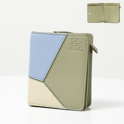 LOEWE ロエベ PUZZLE COMPACT ZIP WALLET パズル 二つ折り財布 折りたたみ財布 レザー アナグラム マルチカラー レディース C510Z41X01