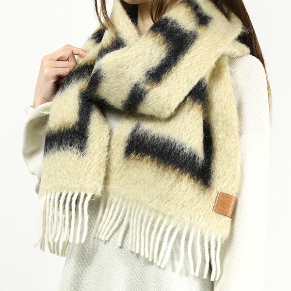 LOEWE ロエベ LOGO WOOL MOHAIR SCARF マフラー ストール フリンジ アナグラムロゴ ウール モヘア レディース F811257X03