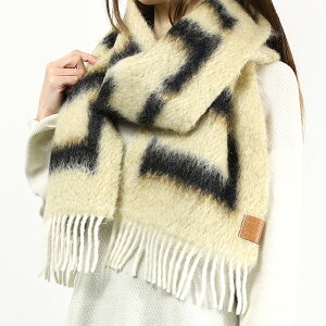 【11月5日限定！当選確率 1/2 100％ポイントバッグ゛！ 要エントリー】LOEWE ロエベ LOGO WOOL MOHAIR SCARF マフラー ストール フリンジ アナグラムロゴ ウール モヘア レディース F811257X03