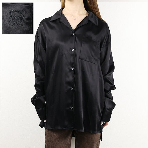 乐天商城 - LOEWE ロエベ シャツ Anagram Pyjama Blouse S359Y05XDY レディース アナグラム 長袖 サテン 胸ポケット オープンカラー LaG Onlinestore
