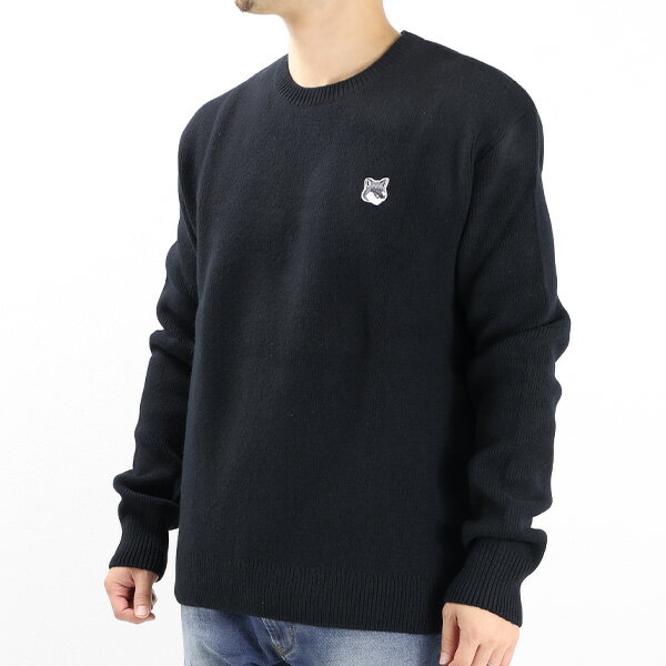 メゾンキツネ トレーナー メンズ MAISON KITSUNE メゾンキツネ MONOCHROME FOX HEAD PATCH PULLOVER セーター 長袖 プルオーバー ニット クルーネック ウール カジュアル メンズ JM00516KT1006