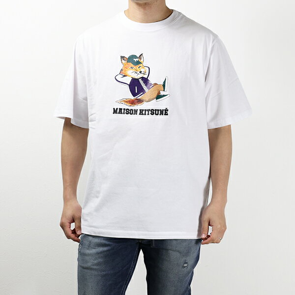 メゾンキツネ Tシャツ メンズ MAISON KITSUNE メゾンキツネ DRESSED FOX EASY T-SHIRT Tシャツ 半袖 クルーネック プリントTシャツ フォックス コットン メンズ KM00103KJ0008