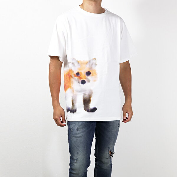 メゾンキツネ Tシャツ メンズ MAISON KITSUNE メゾンキツネ MK X ROP VAN MIERLO FOX RELAXED TEE-SHIRT フォックス リラックスド Tシャツ 半袖 クルーネック ロゴT ロゴプリント コットン メンズ KM00133KJ0035