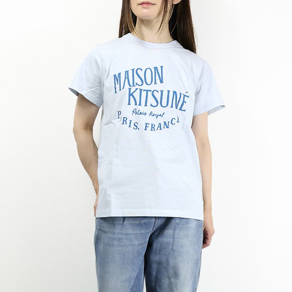 MAISON KITSUNE メゾンキツネ PALAIS ROYAL CLASSIC T-SHIRT パレロワイヤル クラシック Tシャツ 半袖 クルーネック ロゴプリント コットン レディース LW00107KJ0008