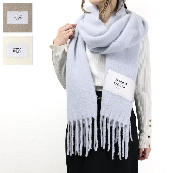 Maison Kitsune メゾンキツネ Baby Alaca Plain Scarf ベビーアルパカプレインスカーフ マフラー ストール 防寒 アルパカ混 ボーダー レディース LW06206 WA0022