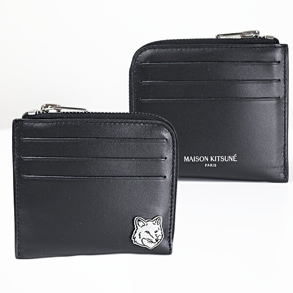 Maison Kitsune メゾンキツネ Fox Head Zip Coin Card Holder コインケース 小銭入れ カードケース カードホルダー フォックスヘッド レザー 本革 メンズ MM05342LC0043 LaG Onlinestore