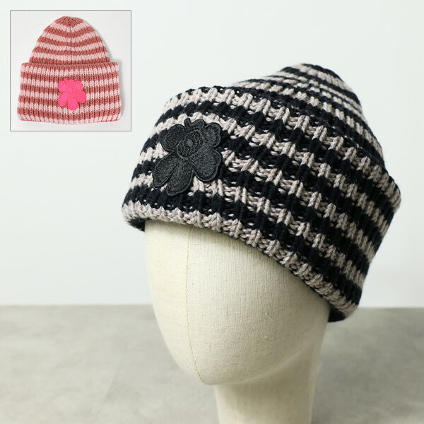 【5/18限定！当選確率1/2 最大100％バック】Marimekko マリメッコ Ludia Tasaraita Beanie ニット帽 ニットキャップ ビーニー 帽子 ウニッコ アイコンパッチ ウール ボーダー レディース メンズ ユニセックス 91452