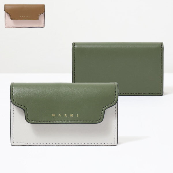 MARNI マルニ TRUNK Business Card Case ビジネス カードケース カードホルダー 名刺入れ バイカラー ロゴプリント レザー レディース PFMOT05U22LV589