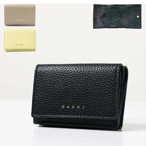 【5/31迄！SNSフォロワーさん限定 5％OFFクーポン発行中】MARNI マルニ Tri-Fold Wallet 三つ折り財布 ミニ財布 財布 ロゴ レザー レディース PFMOW02Q04 LV688