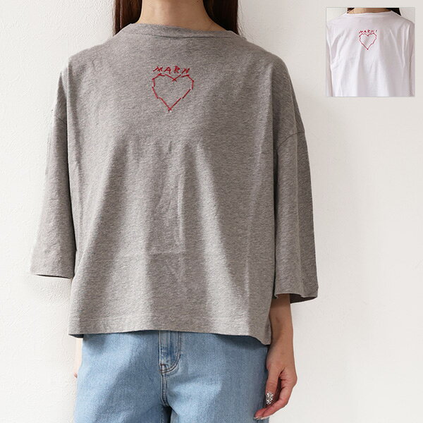 Rakuten - MARNI マルニ キッズ Tシャツ Heart Stitch T-Shirts M01680 M00SG レディース ガールズ 半袖 カットソー クルーネック ハート 刺繍【大人もOK】 LaG Onlinestore