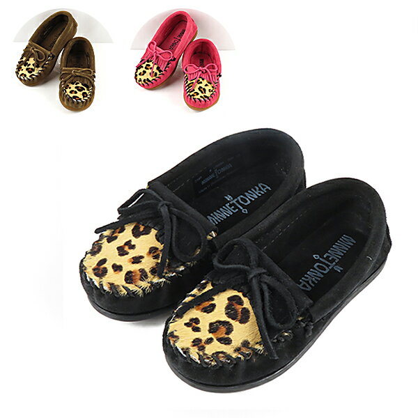 【5/31迄！SNSフォロワーさん限定 5％OFFクーポン発行中】MINNETONKA ミネトンカ LEOPARD KILTY MOC Children 039 s キッズ フリンジ モカシン レオパード キルティ モック 2345 2349