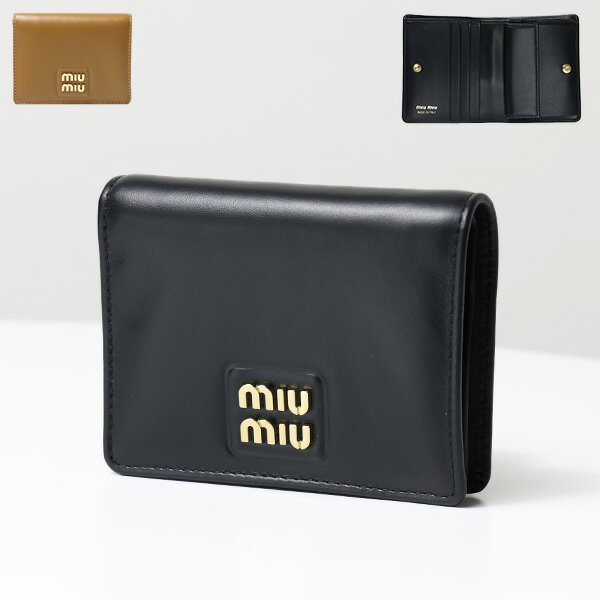 ミュウミュウ 財布（レディース） MiuMiu ミュウミュウ Small Leather Wallet 二つ折り財布 折りたたみ財布 ウォレット ミニ財布 スモール 小銭入れあり レザー 本革 ロゴ レディース 5MV204 2E6Y