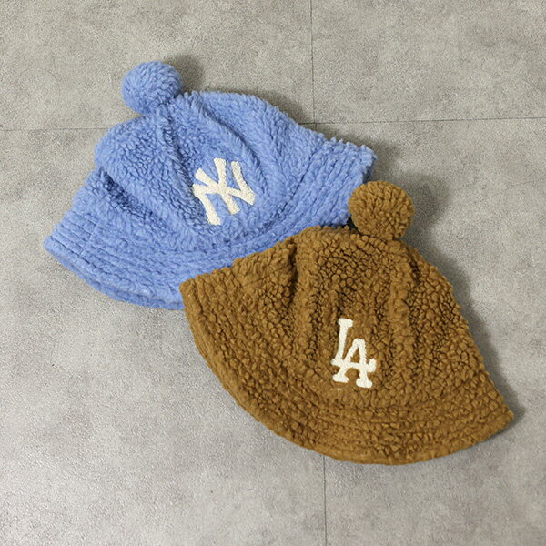 Rakuten - MLB Korea エムエルビーコリア キッズ バケットハット Boa Dome Hat 7AHTF0116 ドームハット ニューヨーク・ヤンキース ロサンゼルス・ドジャース ボア ポンポン 帽子 LaG Onlinestore