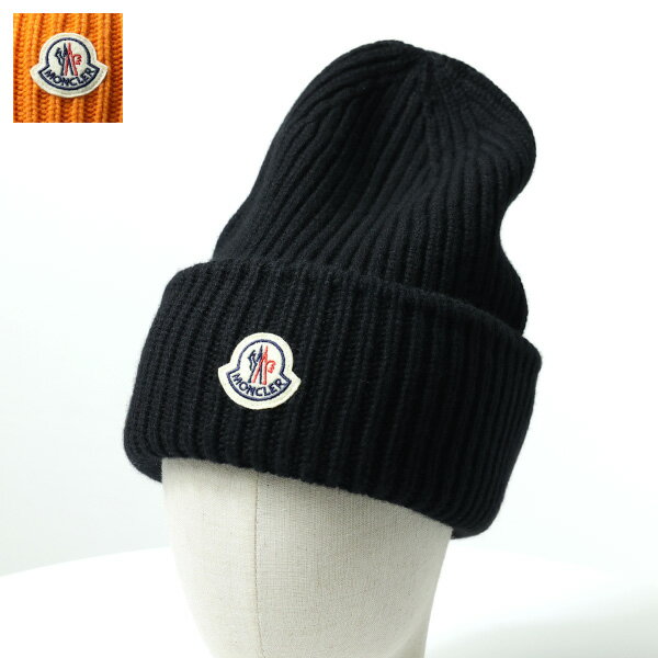 モンクレール ニット帽 メンズ MONCLER モンクレール HAT ニット帽 ビーニー ニットキャップ 帽子 リブ アイコンパッチ ウール メンズ 3B000 66 M1127