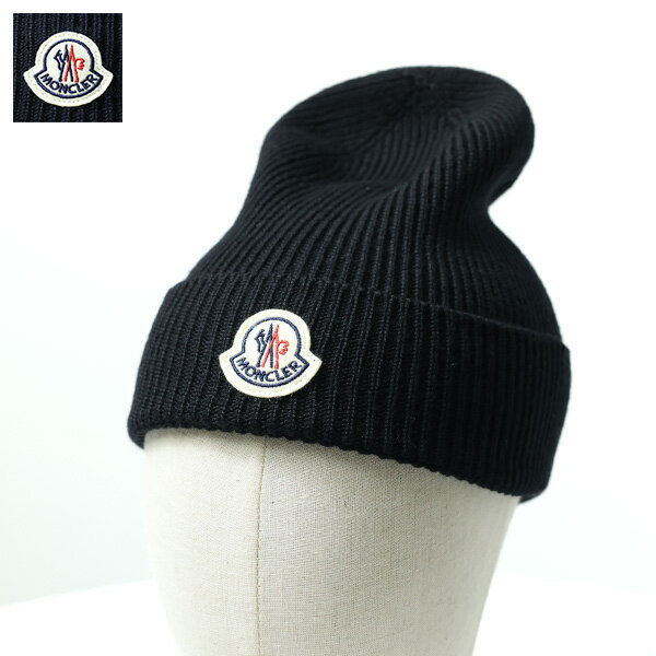 モンクレール 帽子 メンズ MONCLER モンクレール Knit Cap ニット帽 ビーニー ニットキャップ 帽子 リブ アイコンパッチ ウール メンズ 3B705 00 A9342