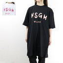 4/30迄！Instagramフォロワーさん限定クーポン発行中！MSGM エムエスジーエム LOGO DRESS 3241 MDA510 227298 ブラッシュロゴ 半袖 Tシャツ ロング丈 Tシャツワンピース ロゴ コットン レディース