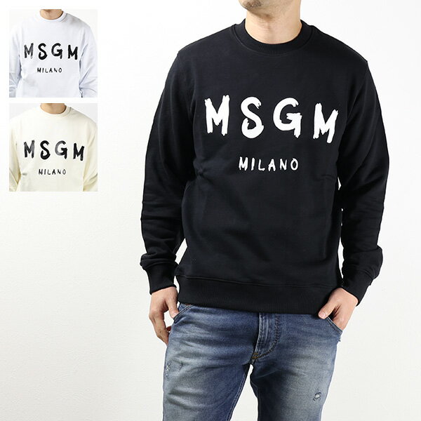 エムエスジーエム トレーナー メンズ MSGM エムエスジーエム Crew Neck Sweatshirt スウェットシャツ トレーナー 長袖 クルーネック コットン ペイントロゴ メンズ 2000 MM513 200000 01 99