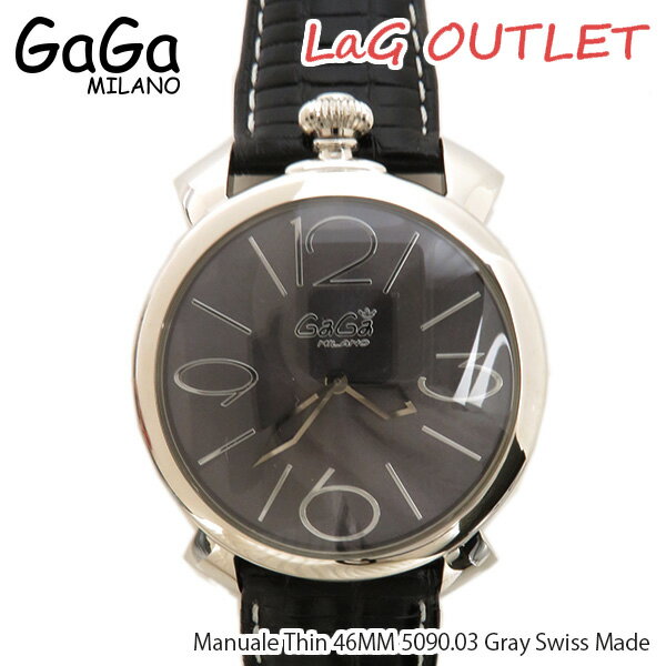 【LaGアウトレット】【訳あり：箱無し】GaGa MILANO ガガ ミラノ Manuale Thin 46MM 5090.03 Gray　Swiss Made 腕時計 時計 手巻き クオーツ メンズ
