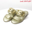 【LaGアウトレット】【返品交換不可】Salvatore Ferragamo サルヴァトーレフェラガモ Flat Sandals フラット サンダル 靴 オープントゥ フラットヒール メタリックカラー ガンチーニ レディース 726358