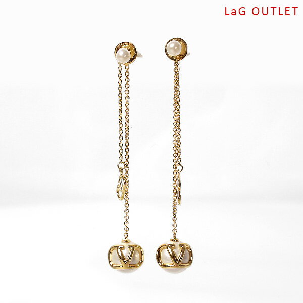 【LaGアウトレット】 VALENTINO ヴァレンティノ ピアス Vlog Signature metal pearl earrings 4W2 J0G13 ...