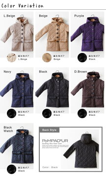 『Pompadour Petit-ポンパドール-』Quilting Boa kids Coat-キルティング ボア キッズ コート-[PDI001][子供用 ベビー 防寒 ショート フード付 チェック柄 ママとおそろい][106902]