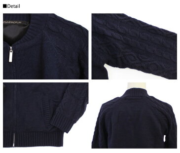 Pompadour ポンパドール Cable Knit Blouson ケーブル編みニット ブルゾン [PD011][レディース・アウター・トップス・ジャンパー・コート・セットアップ]