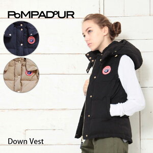 Pompadour ポンパドール Down Vest ダウンベスト [レディース メンズ ユニセックス フード取外し可]