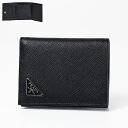 プラダ 財布（メンズ） PRADA プラダ Tri-Fold Wallet 三つ折り財布 ミニ財布 小銭入れなし トライアングルロゴ レザー 本革 メンズ 2MH041 QHH