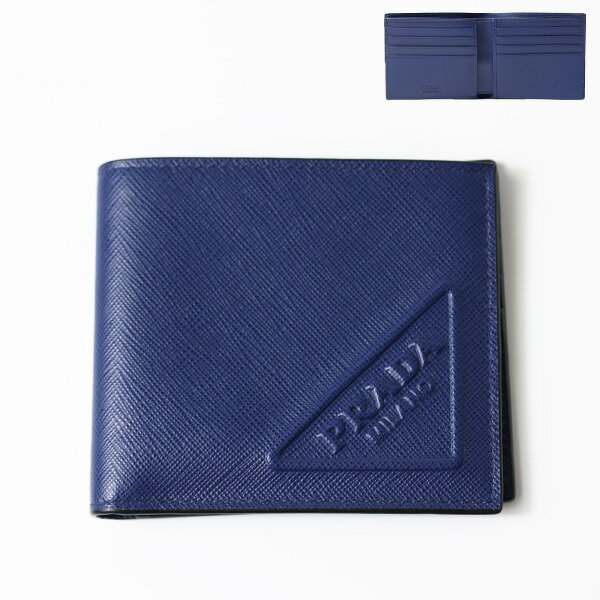 プラダ 二つ折り財布（メンズ） PRADA プラダ Saffiano Leather Bi-Fold Wallet 二つ折り財布 折りたたみ財布 ミニ財布 小銭入れなし レザー 本革 エレガント ロゴ メンズ 2MO513 2D1Q