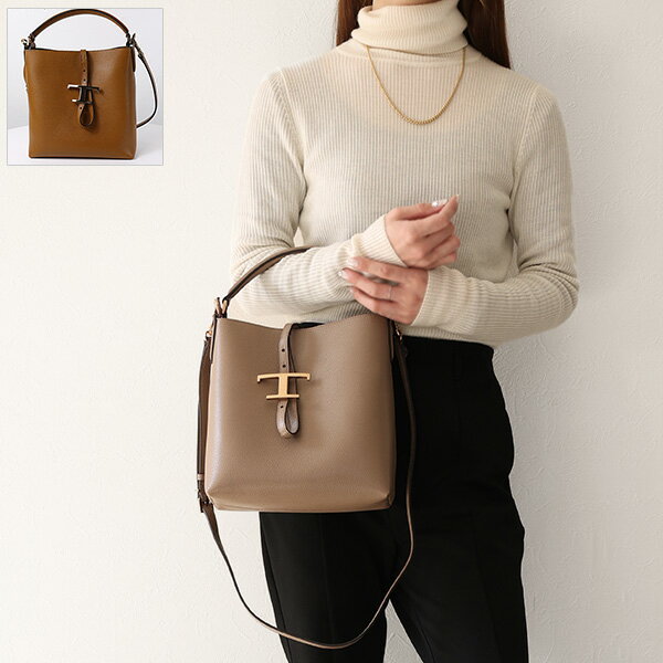Tod's - TOD'S トッズ ショルダーバッグ T TIMELESS Shoulder Bag Tタイムレス XBWTSEK0100XSO レディース レザー ミニ バケットバッグ ハンドバッグ 2WAY 鞄 LaG Onlinestore