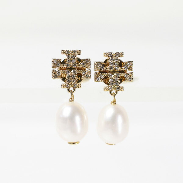 Rakuten - Tory Burch トリーバーチ KIRA PAVE PEARL DROP EARRING ピアス スタッドピアス 両耳用 18K ゴールド 真鍮 パール クリスタル パヴェ ロゴ レディース 60525 LaG Onlinestore