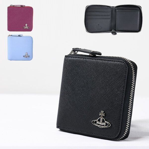 【5/18限定！当選確率1/2 最大100％バック】Vivienne Westwood ヴィヴィアンウエストウッド SAFFIANO ROUNDED SQUARE WALLET 二つ折り財布 折りたたみ財布 レディース 51010043 L001N