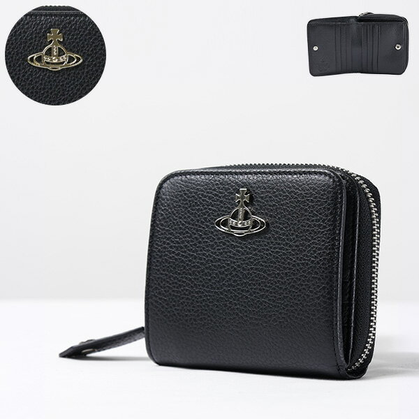 Vivienne Westwood ヴィヴィアンウエストウッド GRAIN LEATHER MEDIUM ZIP WALLET 二つ折り財布 折りたたみ財布 レディース 51080020 L001J