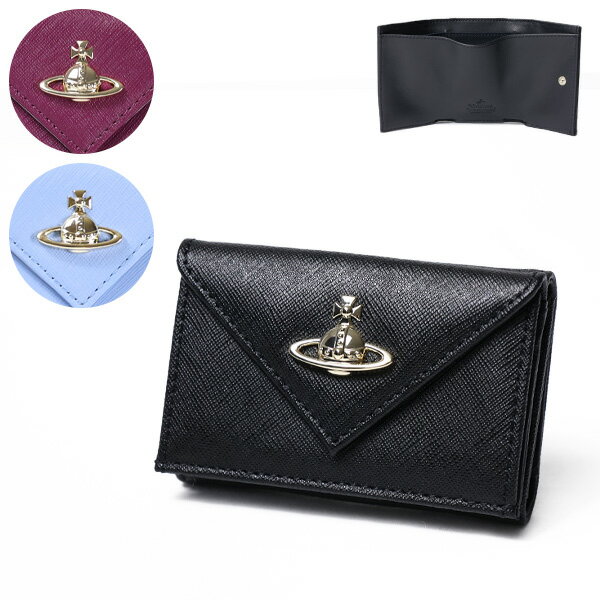 Vivienne Westwood ヴィヴィアン SAFFIANO ENVELOPE BILLFOLD WITH POCKET 三つ折り財布 折りたたみ財布 サフィアーノ 小銭入れあり 立体オーブ レザー レディース 51150009 L001N