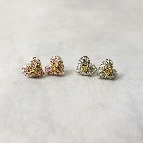 ヴィヴィアンウエストウッド Vivienne Westwood ヴィヴィアンウエストウッド TINY DIAMANTE HEART EARRINGS ピアス スタッドピアス アクセサリー 両耳用 真鍮 オーブ ロゴ レディース 62010041